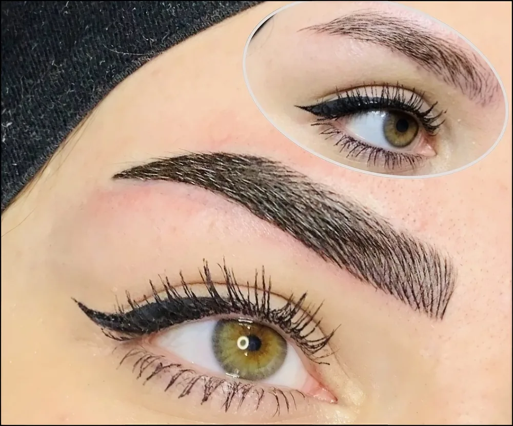 Feathered eyebrow tattoo result