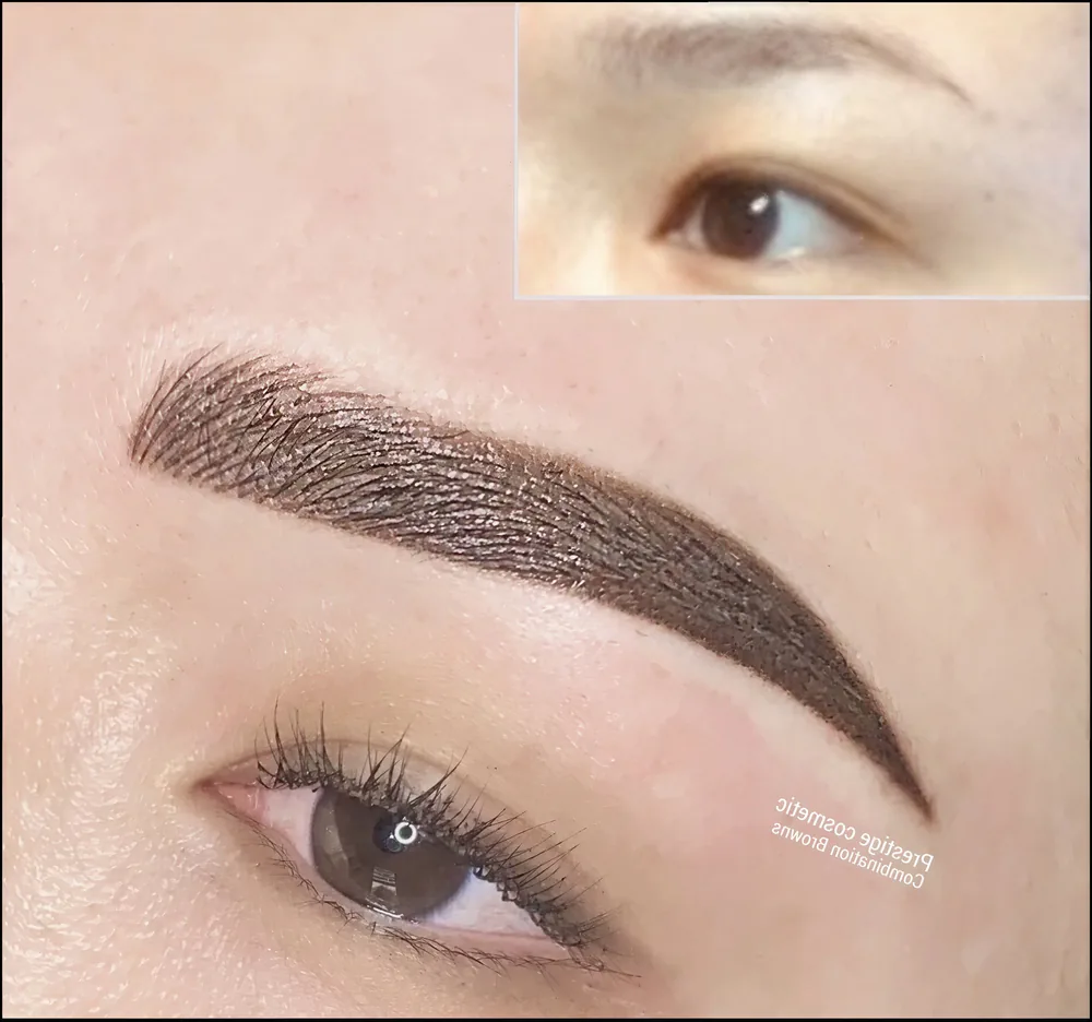 Feathered hair stroke eyebrow tattoo healed result